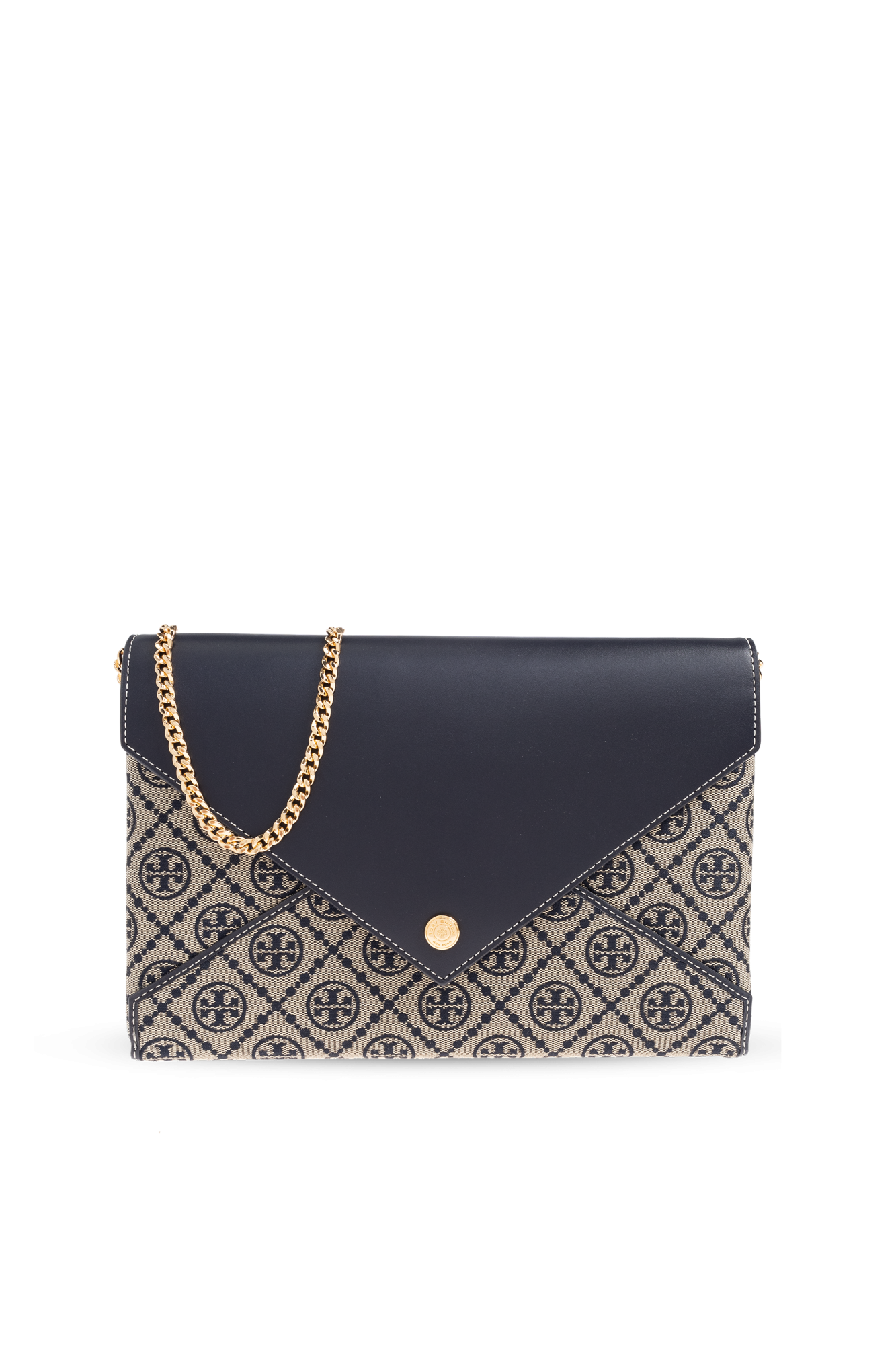 【関税&送料込】Tory Burch Leather And T Monogram Fabric Wal Navy blue `T Monogram` clutch Tory Burch - Vitkac Canada